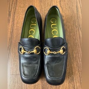 Gucci Black Leather Black Platform Loafers
